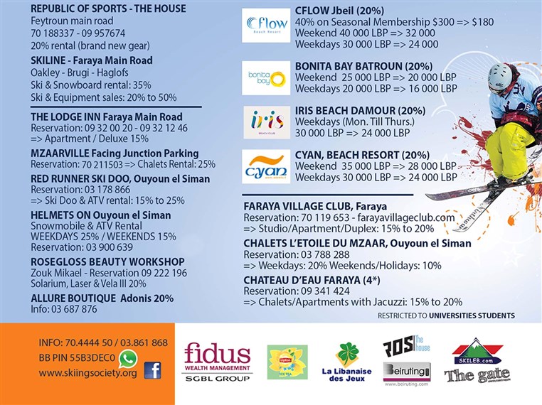 Skiing Society 2016 Official Winter and Summer Discount List !
